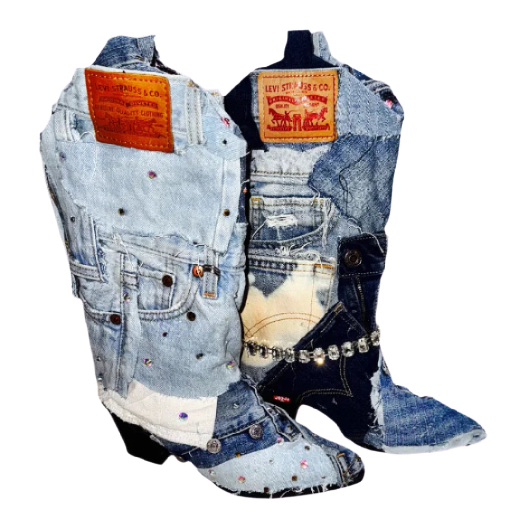 Custom denim cowgirl boots!