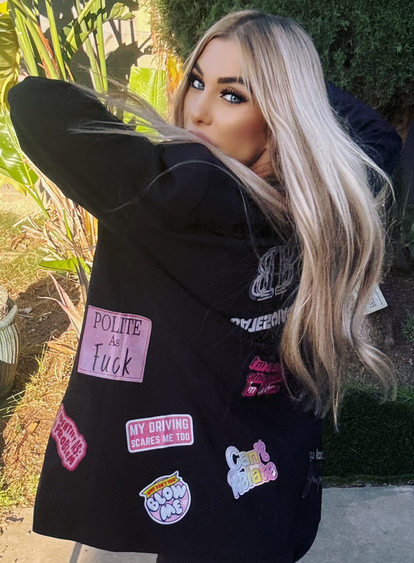 Oversized blazer/pink and black