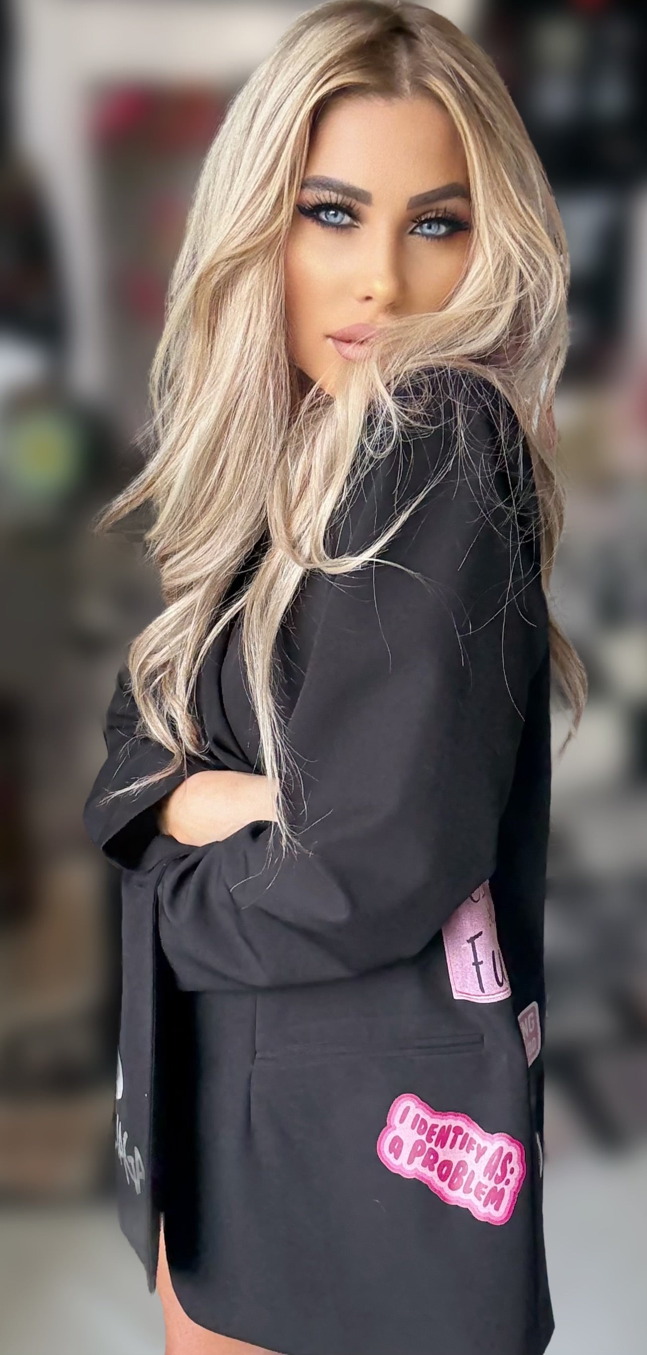 Oversized blazer/pink and black